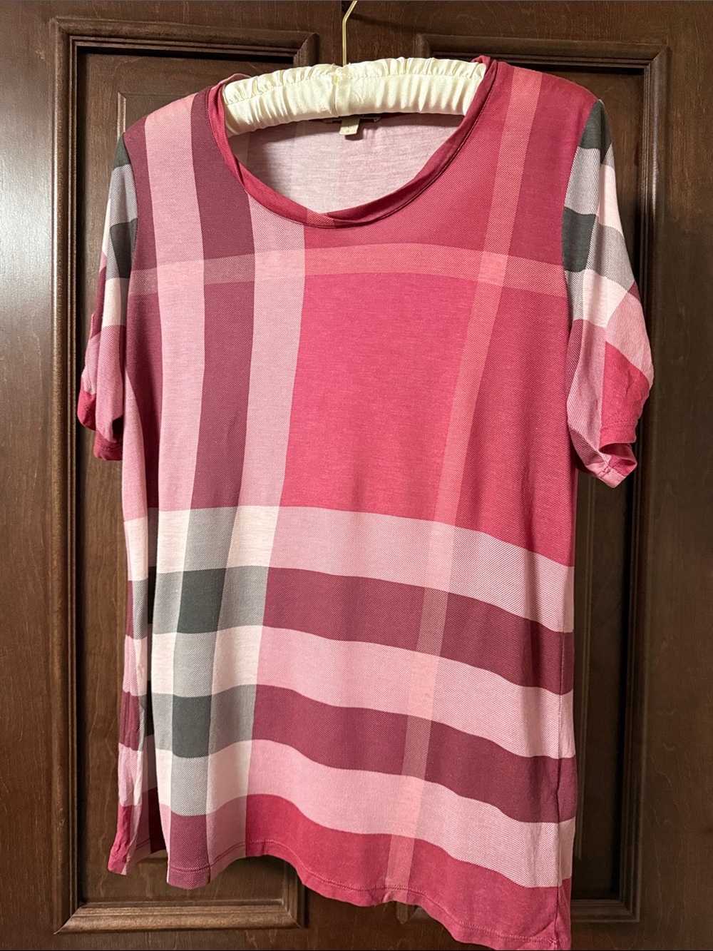 Burberry Casual Pink and Gray Striped Short-Sleeve Tee